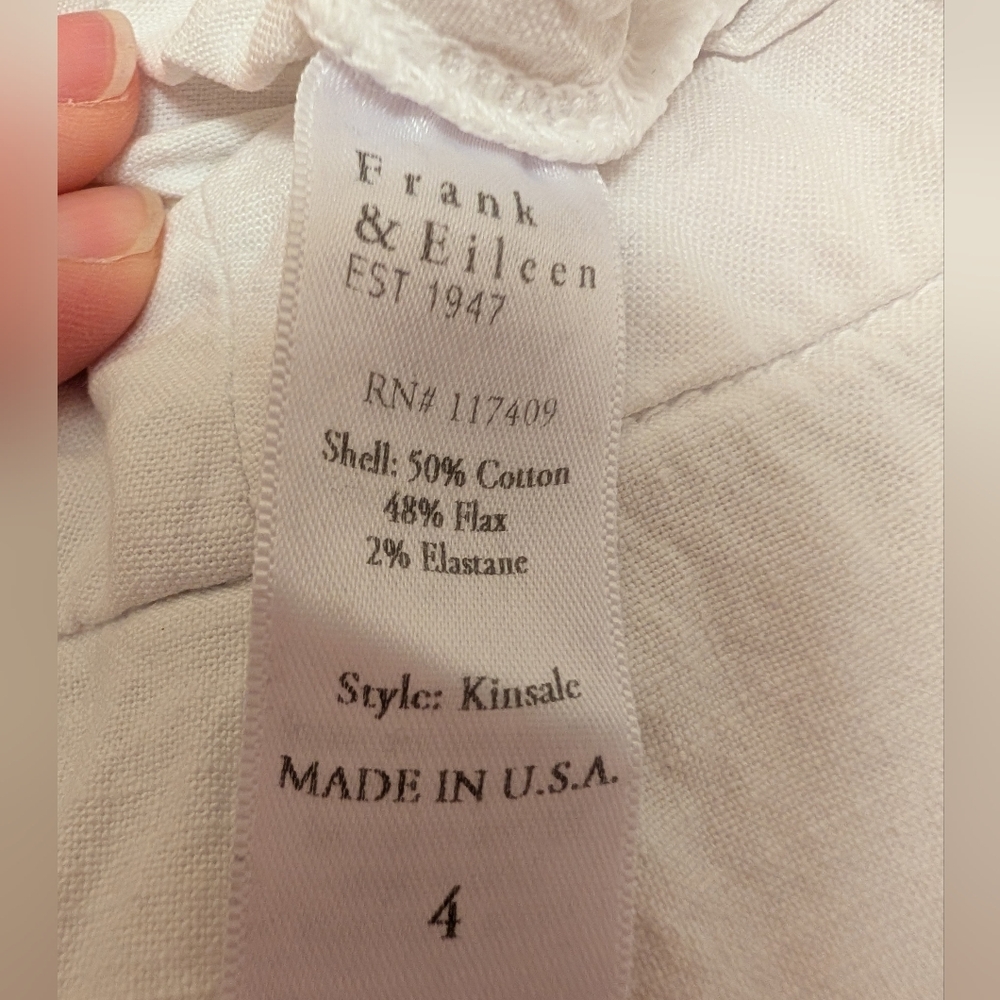Frank & Eileen Kinsale Linen Blend White Raw Hem Cropped Pants Size 4 - Picture 6 of 11